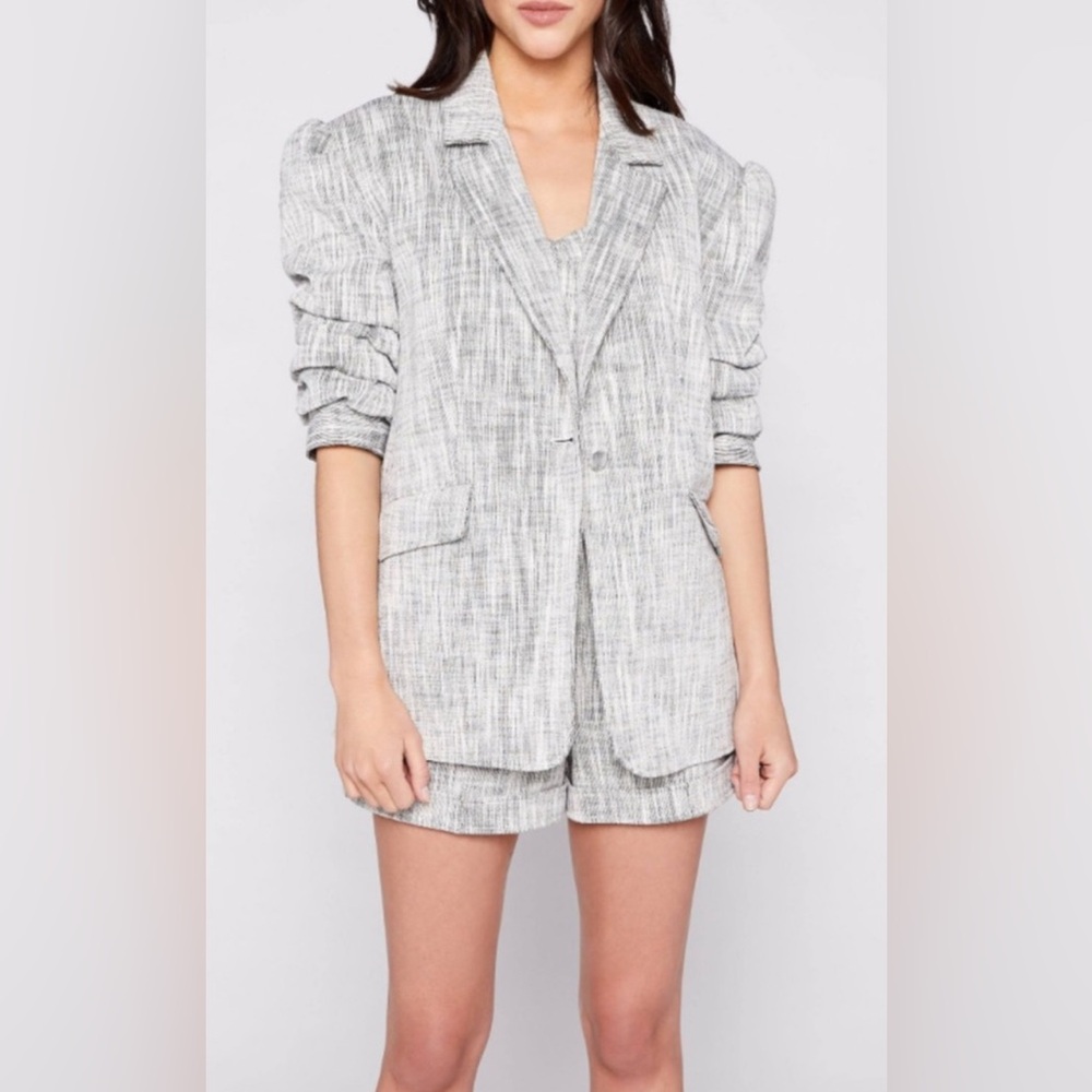 Cinq à Sept Black and White Striped Garment